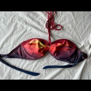 LaForma Bikini Halter Bra Top Sunset Red Orange M